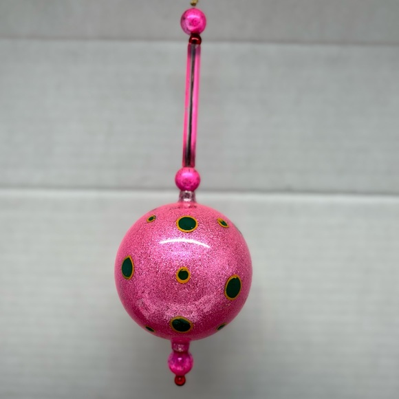 VTG KURT ADLER 6 Polka-Dot Kringle Glass Christmas Ornament Orig Box Fuchsia/Gr - Picture 6 of 16